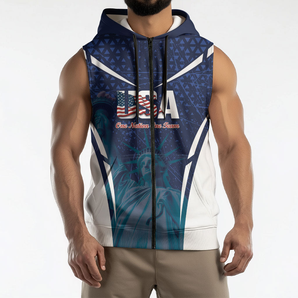 United States 2026 Soccer Custom Sleeveless Zip Hoodie Go USA One Nation One Team