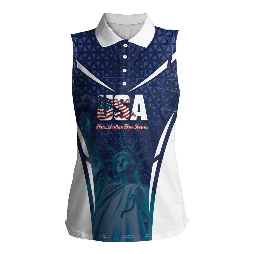 United States 2026 Soccer Custom Women Sleeveless Polo Shirt Go USA One Nation One Team