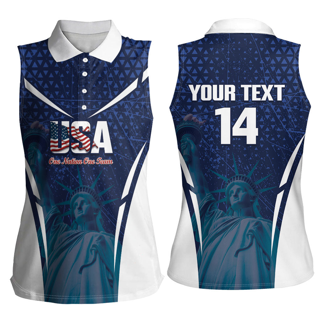 United States 2026 Soccer Custom Women Sleeveless Polo Shirt Go USA One Nation One Team
