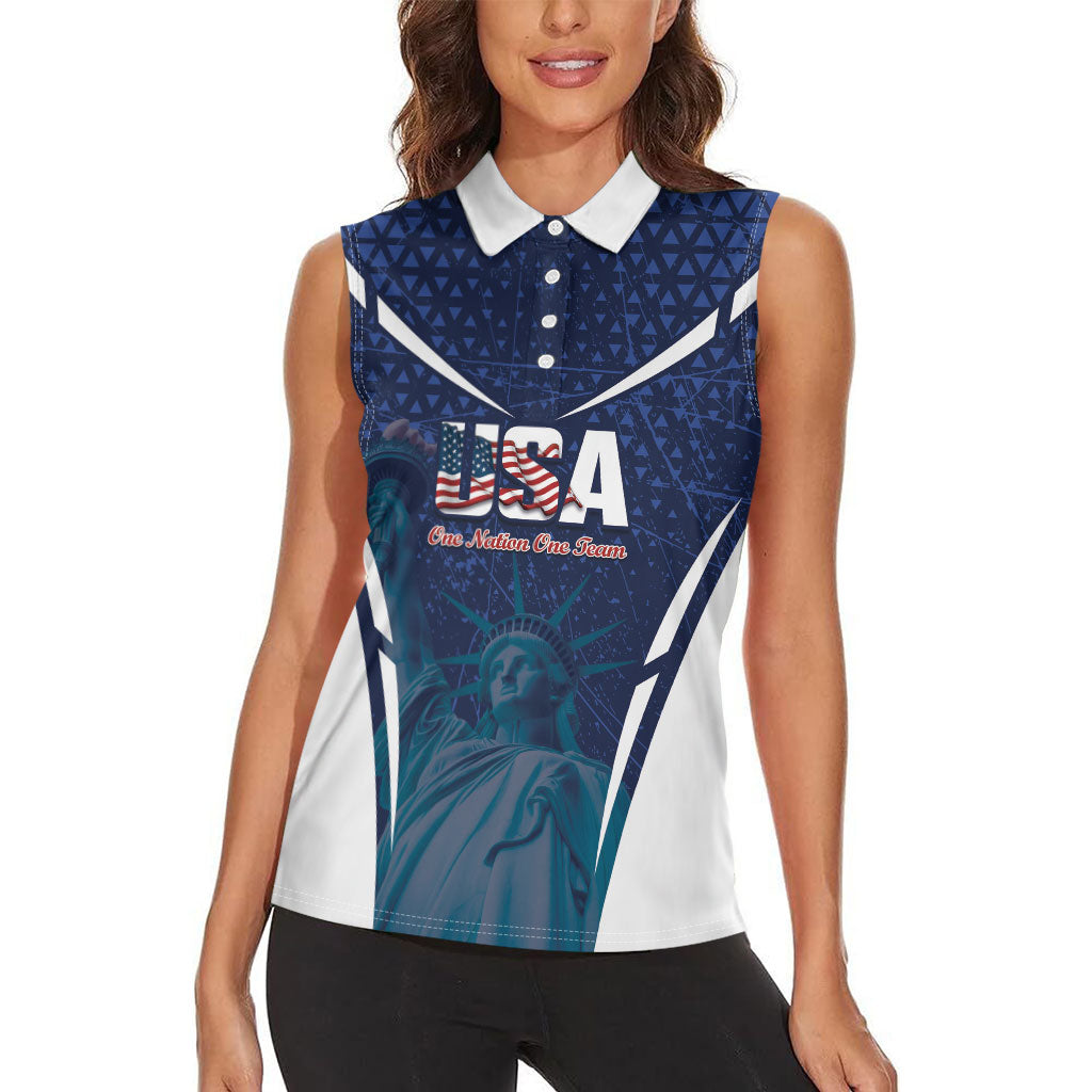 United States 2026 Soccer Custom Women Sleeveless Polo Shirt Go USA One Nation One Team