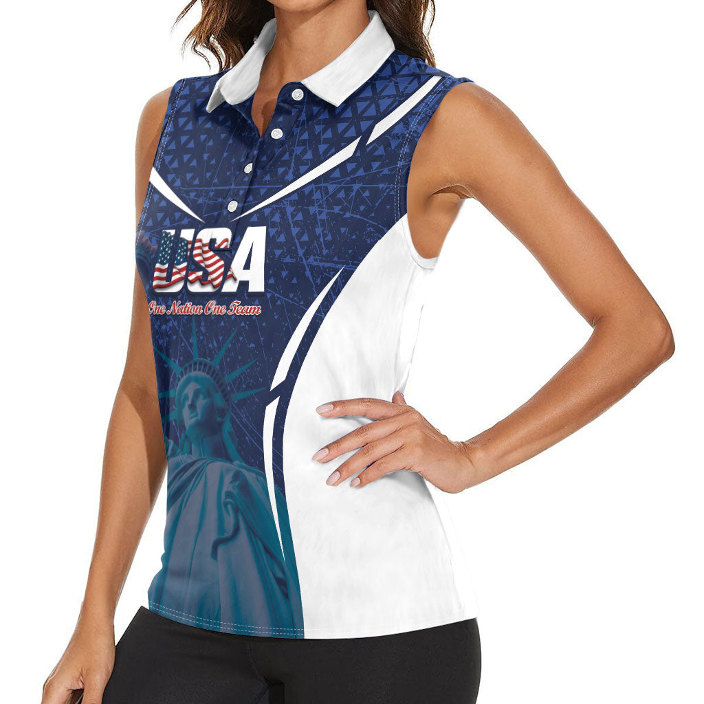 United States 2026 Soccer Custom Women Sleeveless Polo Shirt Go USA One Nation One Team