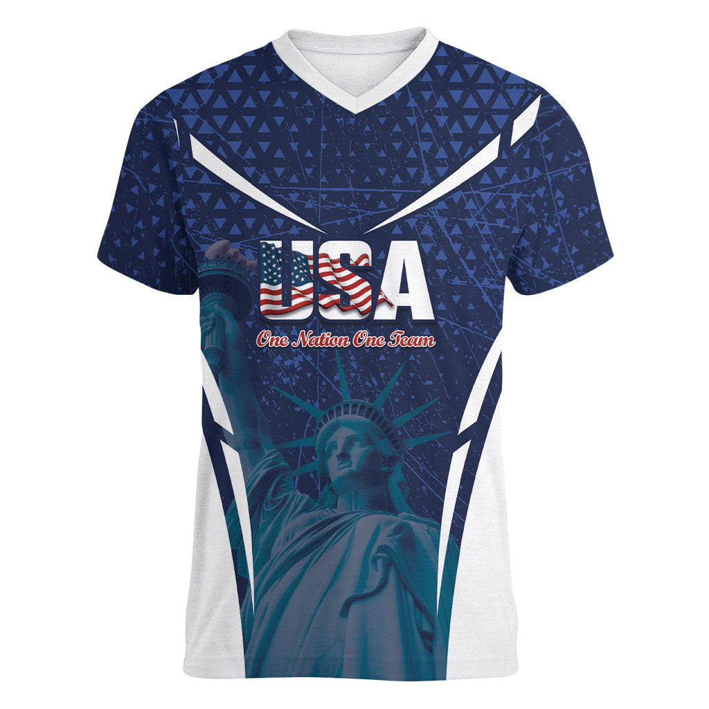 United States 2026 Soccer Custom Women V-Neck T-Shirt Go USA One Nation One Team
