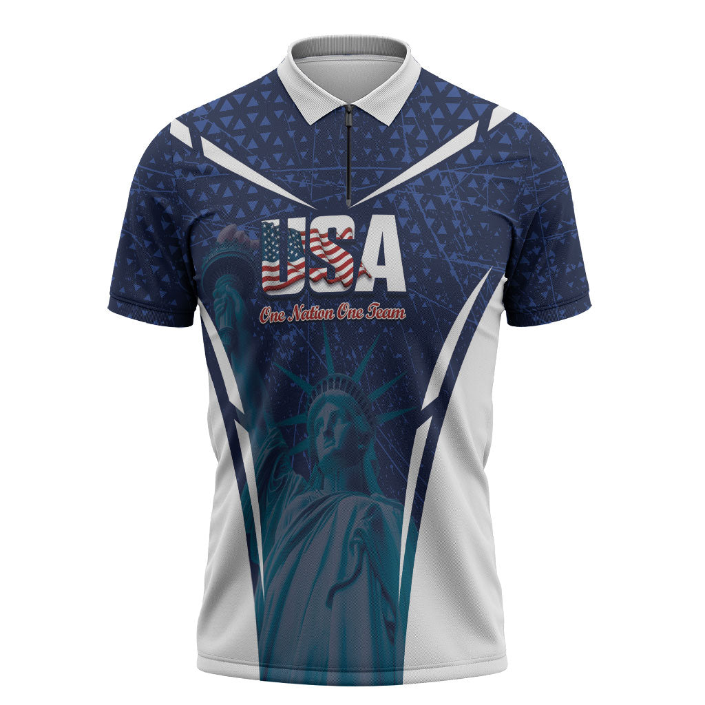 United States 2026 Soccer Custom Zipper Polo Shirt Go USA One Nation One Team