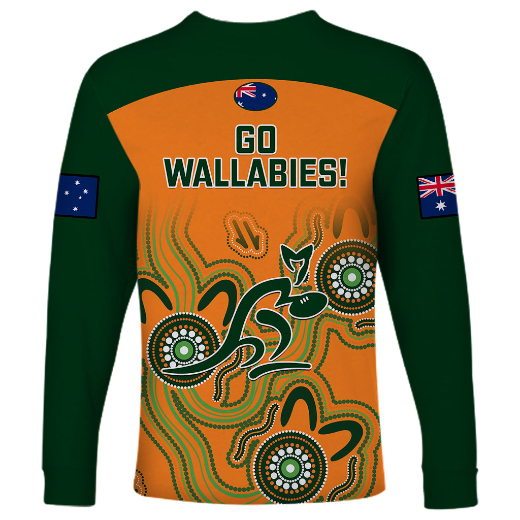Australia Rugby Long Sleeve Shirt 2023 Go Wallabies Aboriginal World Cup - Wonder Print Shop