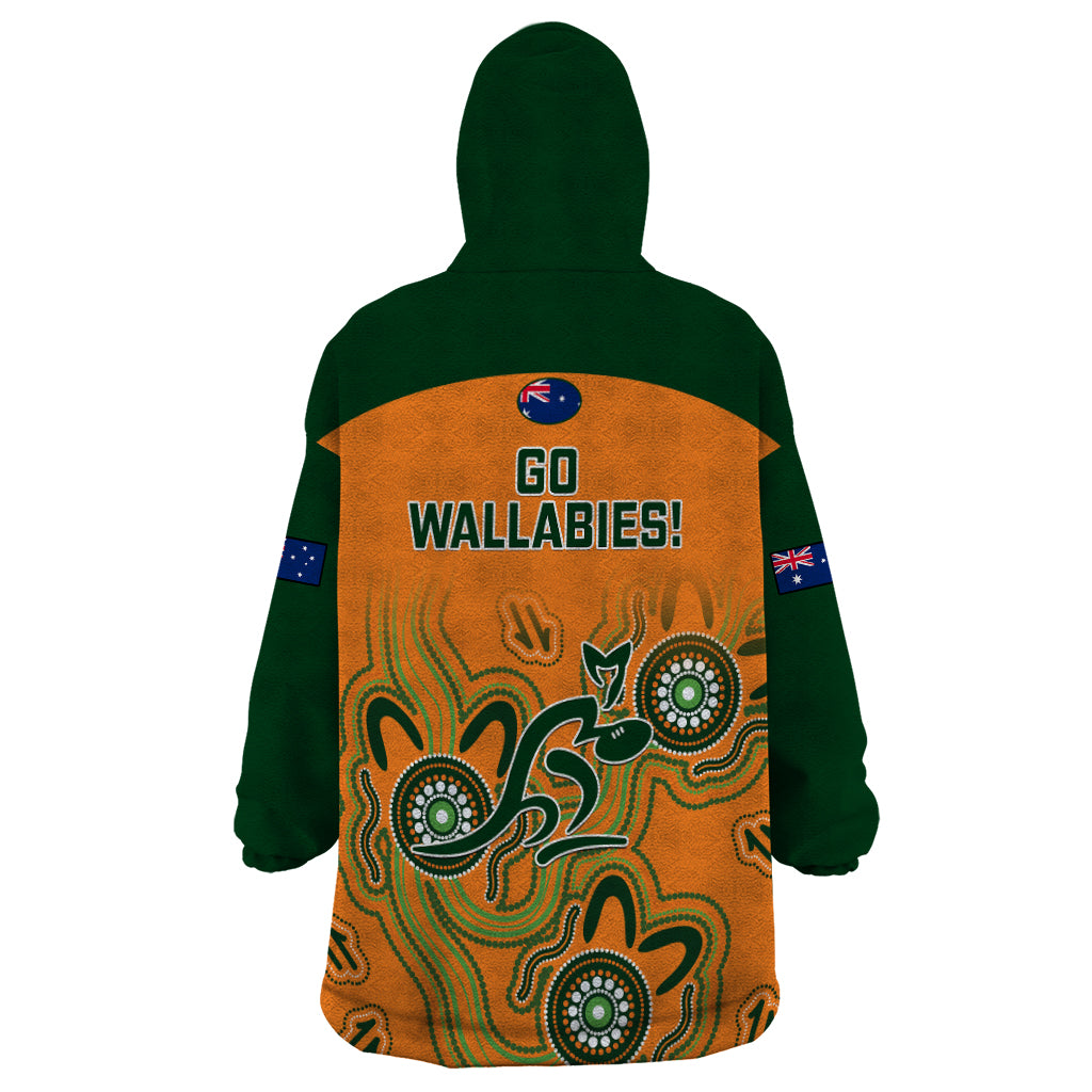 Australia Rugby Wearable Blanket Hoodie 2023 Go Wallabies Aboriginal World Cup - Wonder Print Shop
