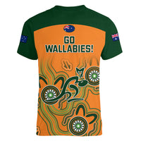 Australia Rugby Women V Neck T Shirt 2023 Go Wallabies Aboriginal World Cup - Wonder Print Shop