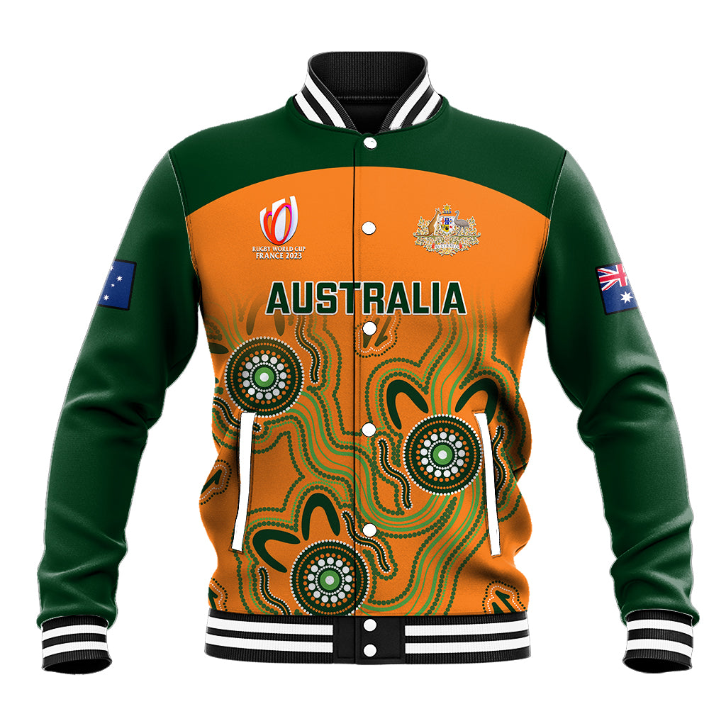Personalised Australia Rugby Baseball Jacket 2023 Go Wallabies Aboriginal World Cup - Wonder Print Shop