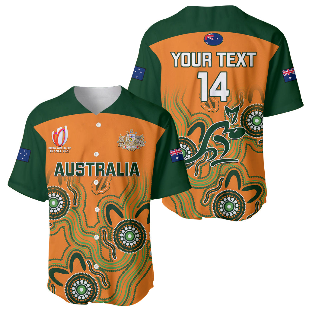 Personalised Australia Rugby Baseball Jersey 2023 Go Wallabies Aboriginal World Cup - Wonder Print Shop