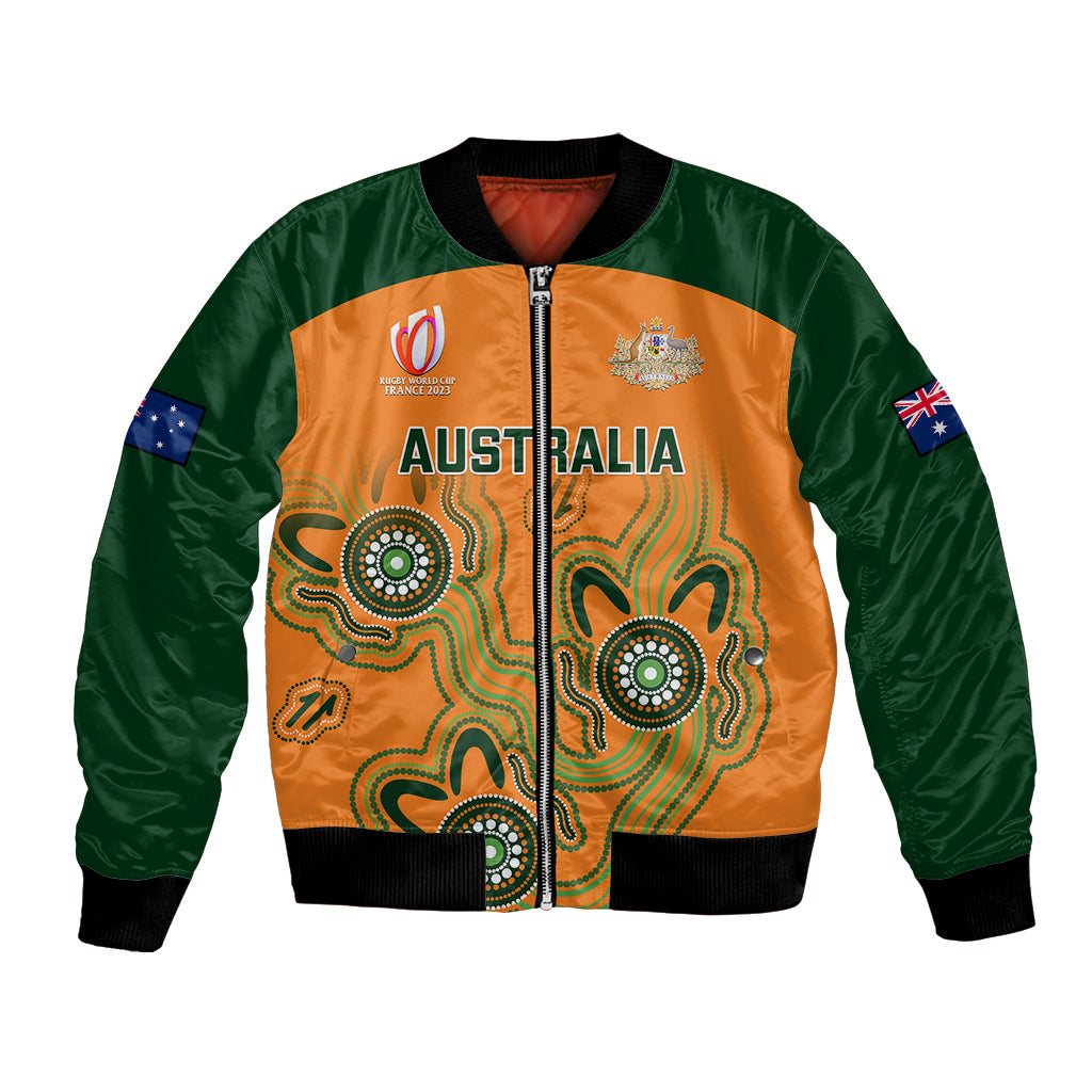 Personalised Australia Rugby Bomber Jacket 2023 Go Wallabies Aboriginal World Cup - Wonder Print Shop
