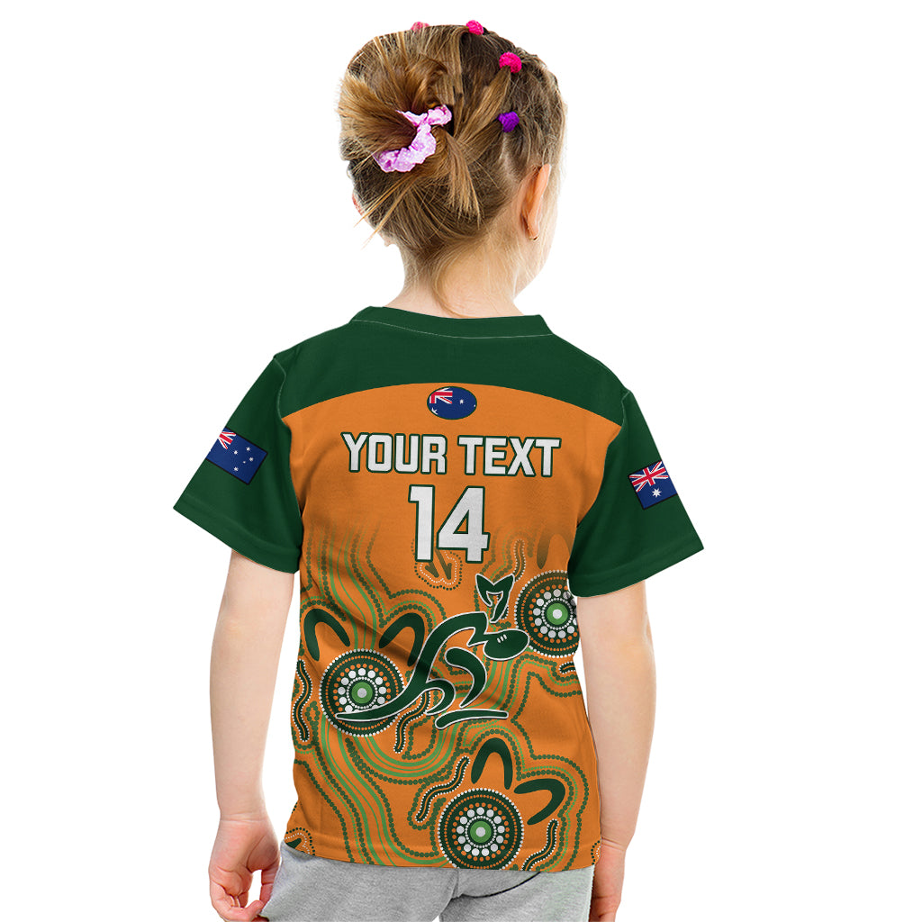 Personalised Australia Rugby Kid T Shirt 2023 Go Wallabies Aboriginal World Cup - Wonder Print Shop