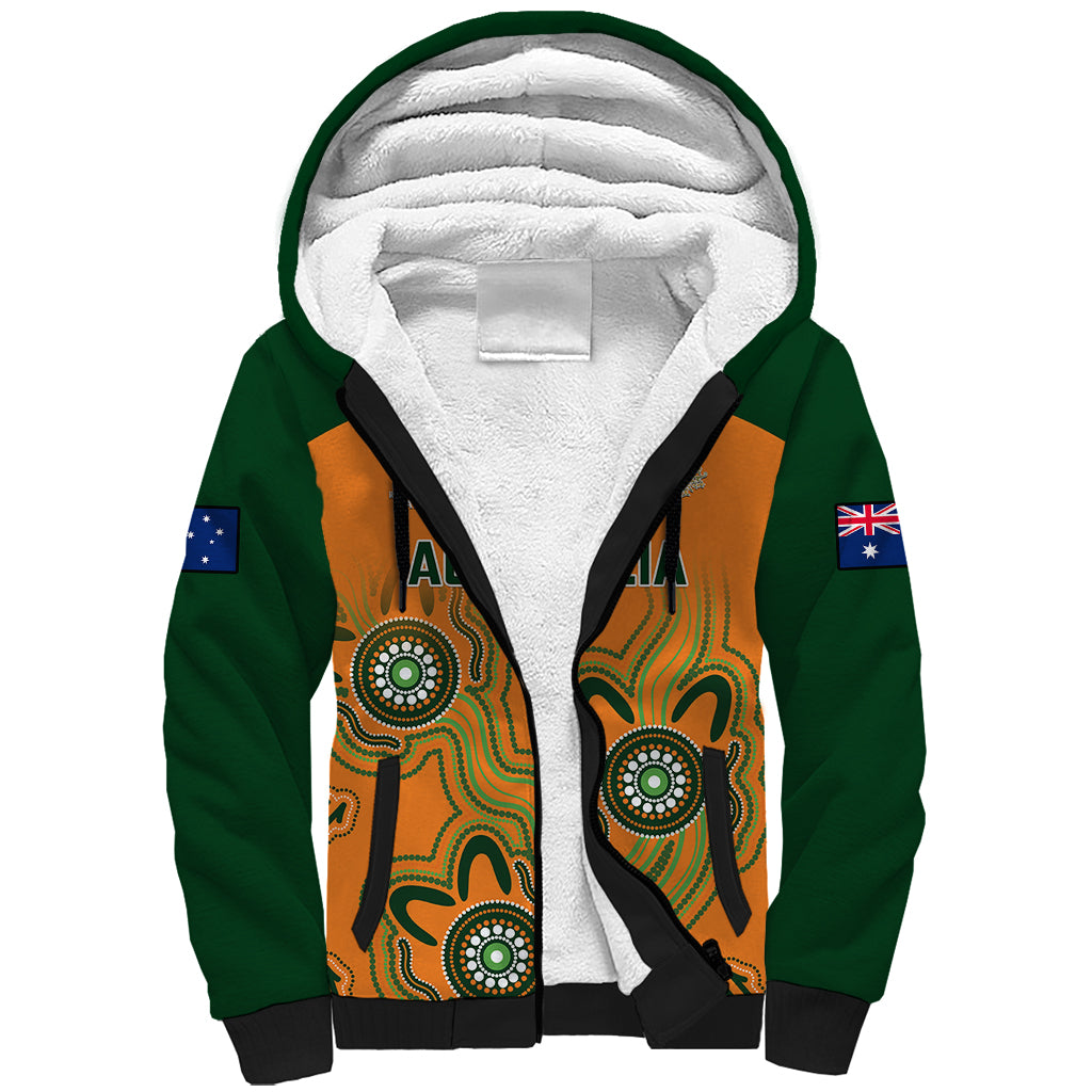 Personalised Australia Rugby Sherpa Hoodie 2023 Go Wallabies Aboriginal World Cup - Wonder Print Shop