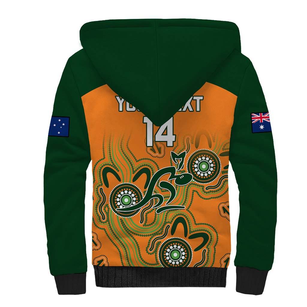 Personalised Australia Rugby Sherpa Hoodie 2023 Go Wallabies Aboriginal World Cup - Wonder Print Shop