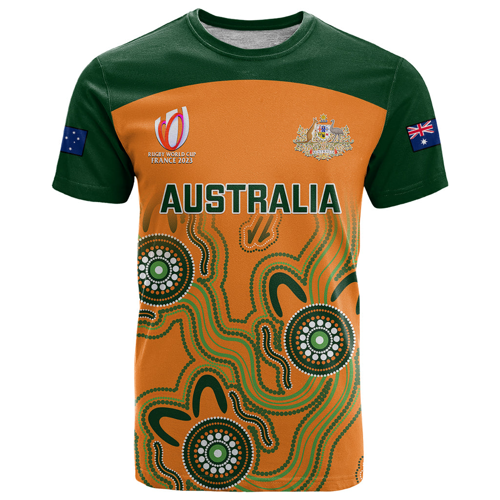 Personalised Australia Rugby T Shirt 2023 Go Wallabies Aboriginal World Cup - Wonder Print Shop