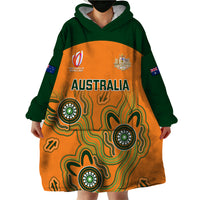 Personalised Australia Rugby Wearable Blanket Hoodie 2023 Go Wallabies Aboriginal World Cup - Wonder Print Shop