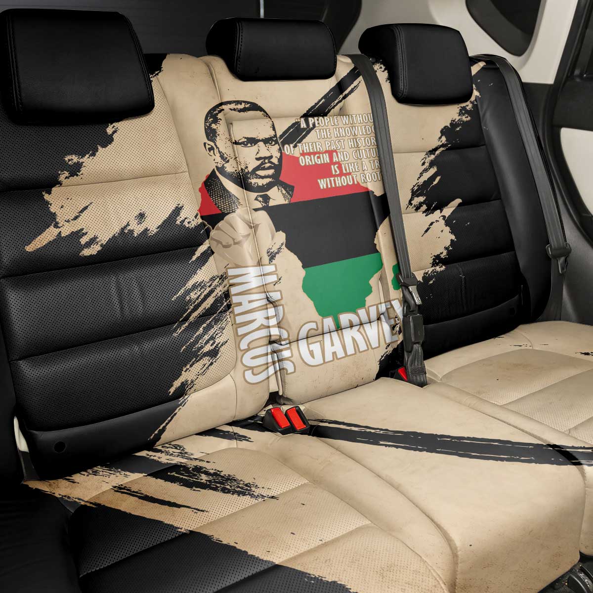Marcus Garvey Day Back Car Seat Cover UNIA Flag Mix African Map - Wonder Print Shop