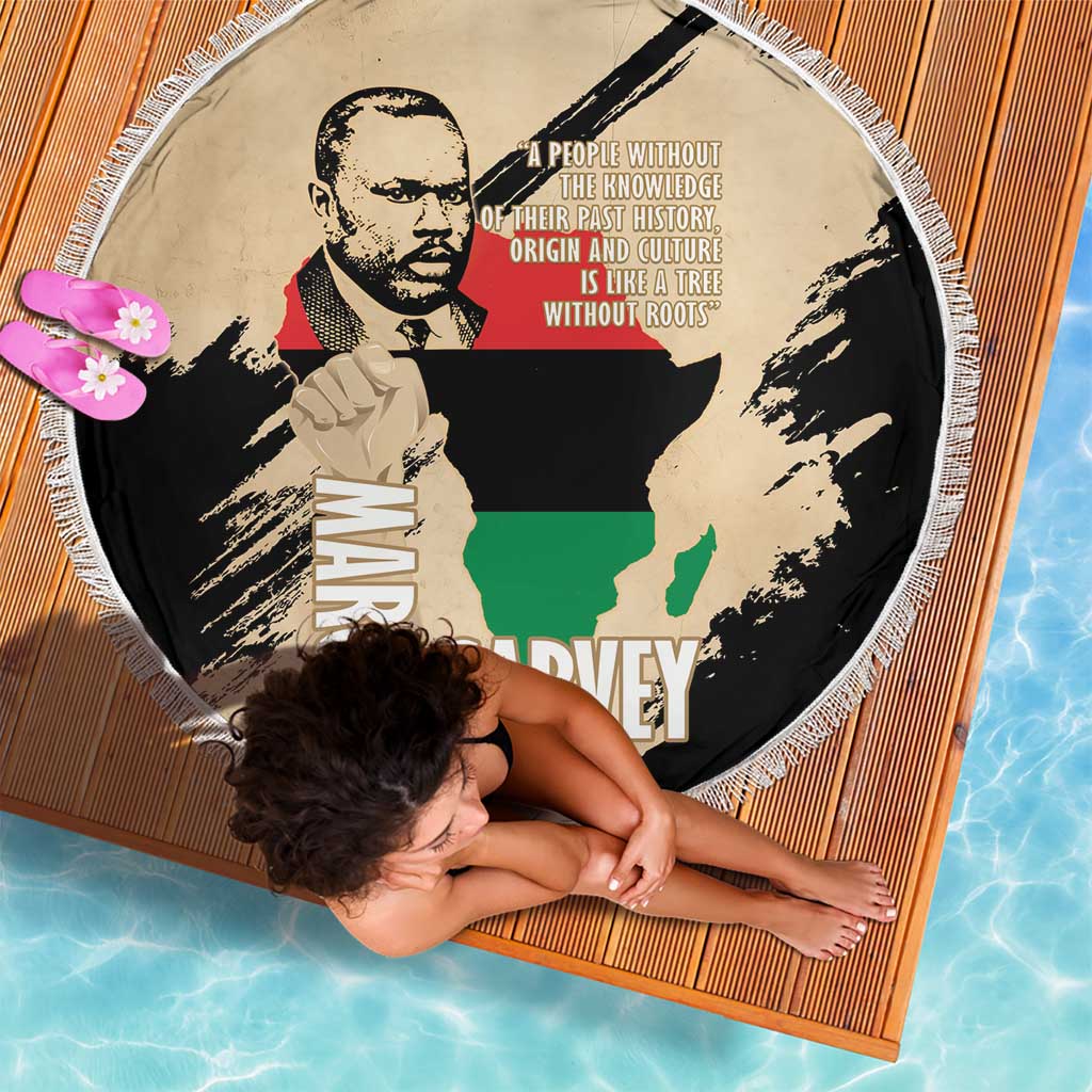 Marcus Garvey Day Beach Blanket UNIA Flag Mix African Map - Wonder Print Shop