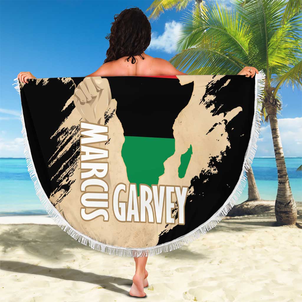 Marcus Garvey Day Beach Blanket UNIA Flag Mix African Map - Wonder Print Shop