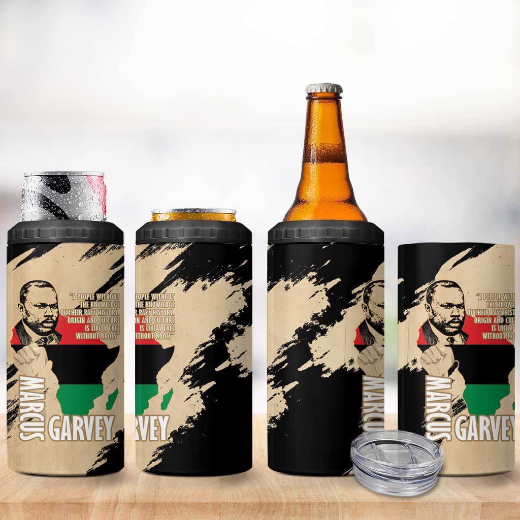 Marcus Garvey Day 4 in 1 Can Cooler Tumbler UNIA Flag Mix African Map - Wonder Print Shop