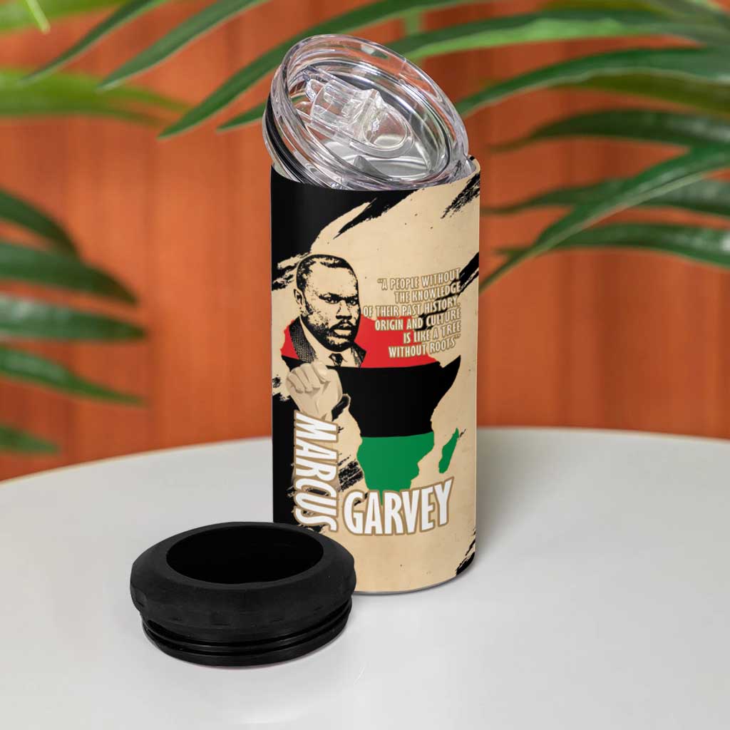 Marcus Garvey Day 4 in 1 Can Cooler Tumbler UNIA Flag Mix African Map - Wonder Print Shop