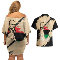 Marcus Garvey Day Couples Matching Off Shoulder Short Dress and Hawaiian Shirt UNIA Flag Mix African Map - Wonder Print Shop