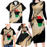 Marcus Garvey Day Family Matching Long Sleeve Bodycon Dress and Hawaiian Shirt UNIA Flag Mix African Map - Wonder Print Shop