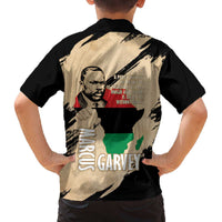 Marcus Garvey Day Family Matching Off The Shoulder Long Sleeve Dress and Hawaiian Shirt UNIA Flag Mix African Map - Wonder Print Shop