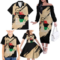 Marcus Garvey Day Family Matching Off The Shoulder Long Sleeve Dress and Hawaiian Shirt UNIA Flag Mix African Map - Wonder Print Shop