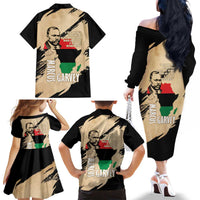 Marcus Garvey Day Family Matching Off The Shoulder Long Sleeve Dress and Hawaiian Shirt UNIA Flag Mix African Map - Wonder Print Shop