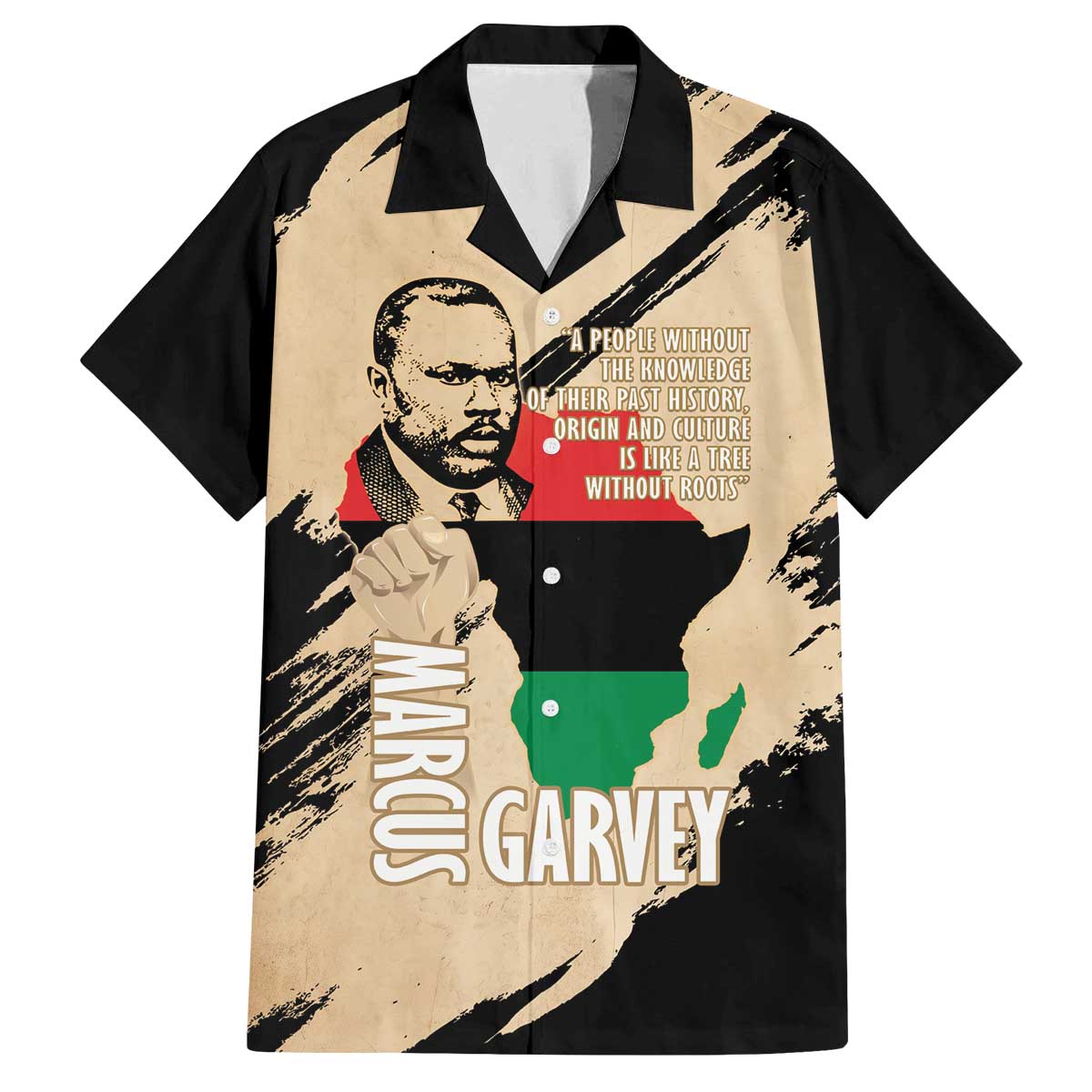 Marcus Garvey Day Family Matching Off The Shoulder Long Sleeve Dress and Hawaiian Shirt UNIA Flag Mix African Map - Wonder Print Shop