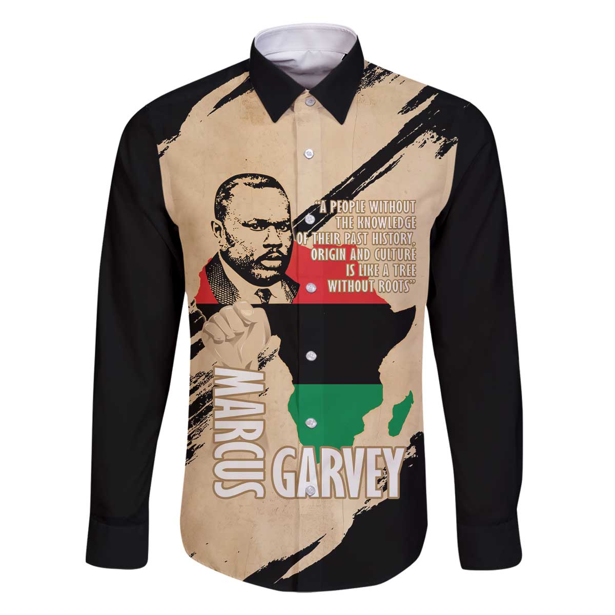 Marcus Garvey Day Family Matching Off The Shoulder Long Sleeve Dress and Hawaiian Shirt UNIA Flag Mix African Map - Wonder Print Shop