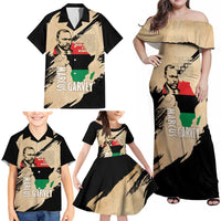 Marcus Garvey Day Family Matching Off Shoulder Maxi Dress and Hawaiian Shirt UNIA Flag Mix African Map - Wonder Print Shop