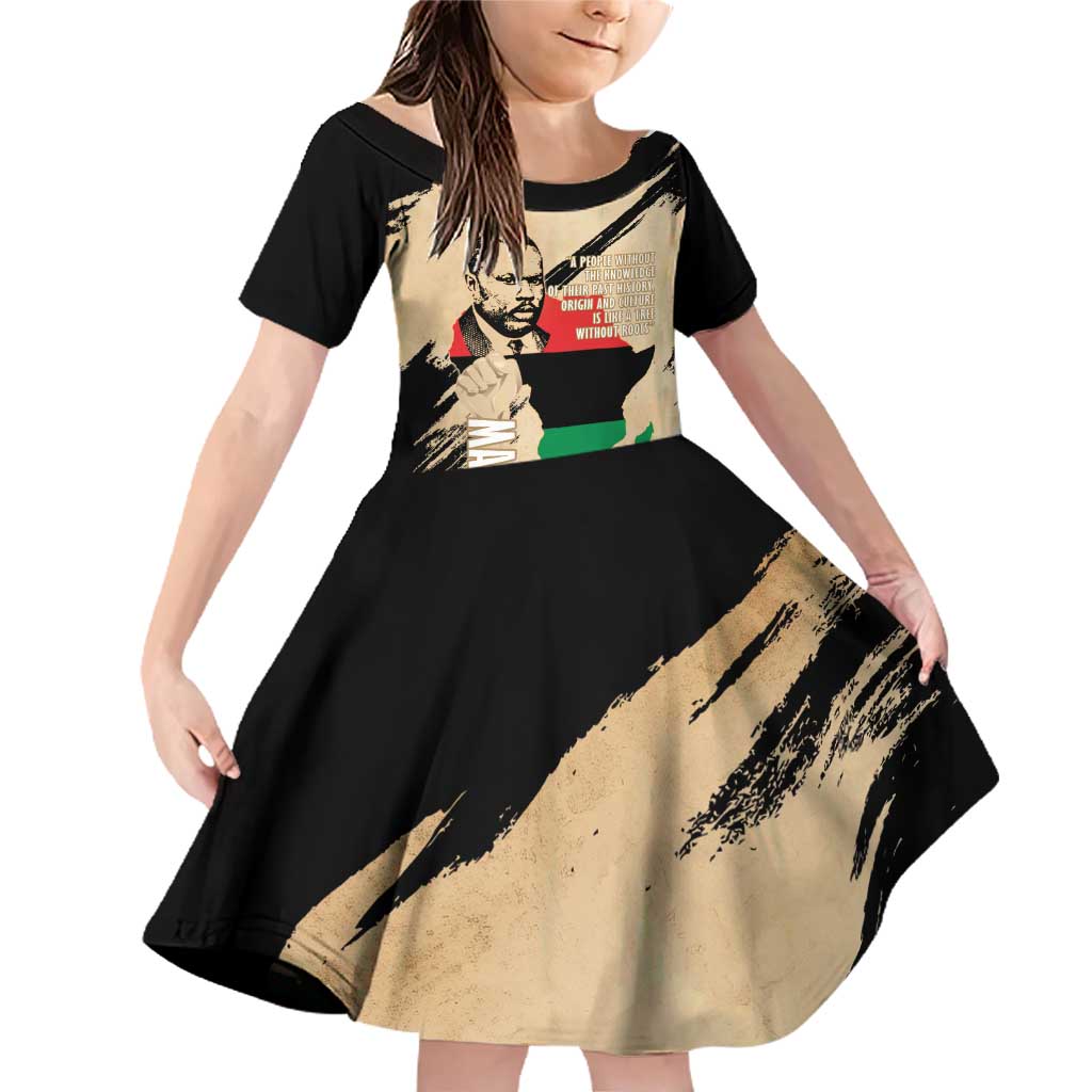 Marcus Garvey Day Family Matching Off Shoulder Short Dress and Hawaiian Shirt UNIA Flag Mix African Map - Wonder Print Shop