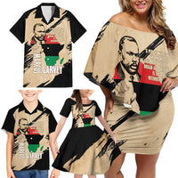 Marcus Garvey Day Family Matching Off Shoulder Short Dress and Hawaiian Shirt UNIA Flag Mix African Map - Wonder Print Shop