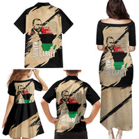 Marcus Garvey Day Family Matching Puletasi and Hawaiian Shirt UNIA Flag Mix African Map - Wonder Print Shop