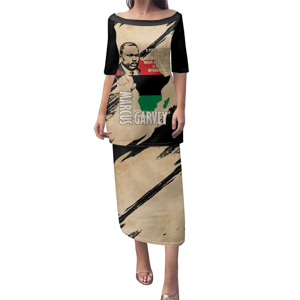Marcus Garvey Day Family Matching Puletasi and Hawaiian Shirt UNIA Flag Mix African Map - Wonder Print Shop