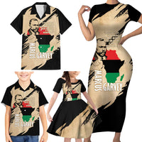 Marcus Garvey Day Family Matching Short Sleeve Bodycon Dress and Hawaiian Shirt UNIA Flag Mix African Map - Wonder Print Shop