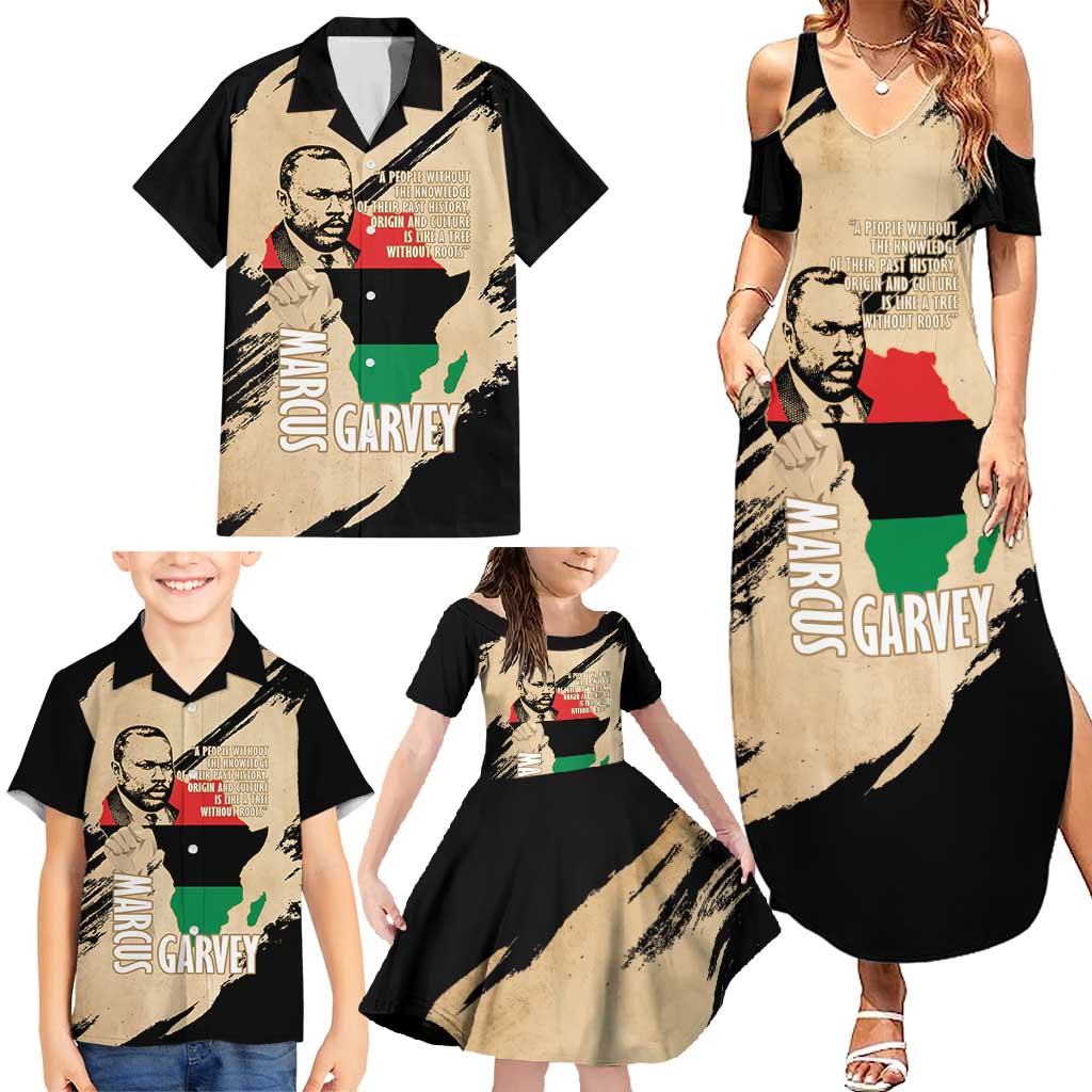 Marcus Garvey Day Family Matching Summer Maxi Dress and Hawaiian Shirt UNIA Flag Mix African Map - Wonder Print Shop
