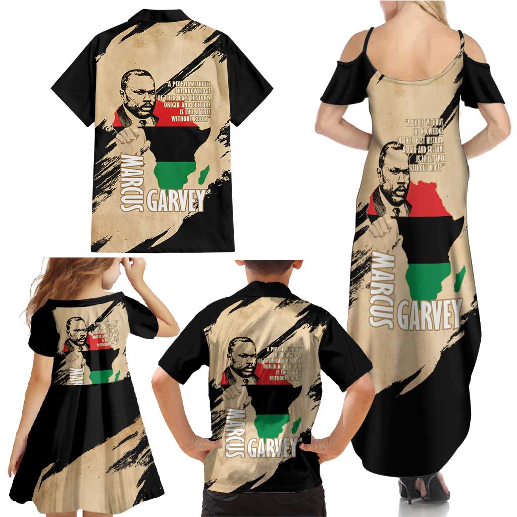 Marcus Garvey Day Family Matching Summer Maxi Dress and Hawaiian Shirt UNIA Flag Mix African Map - Wonder Print Shop