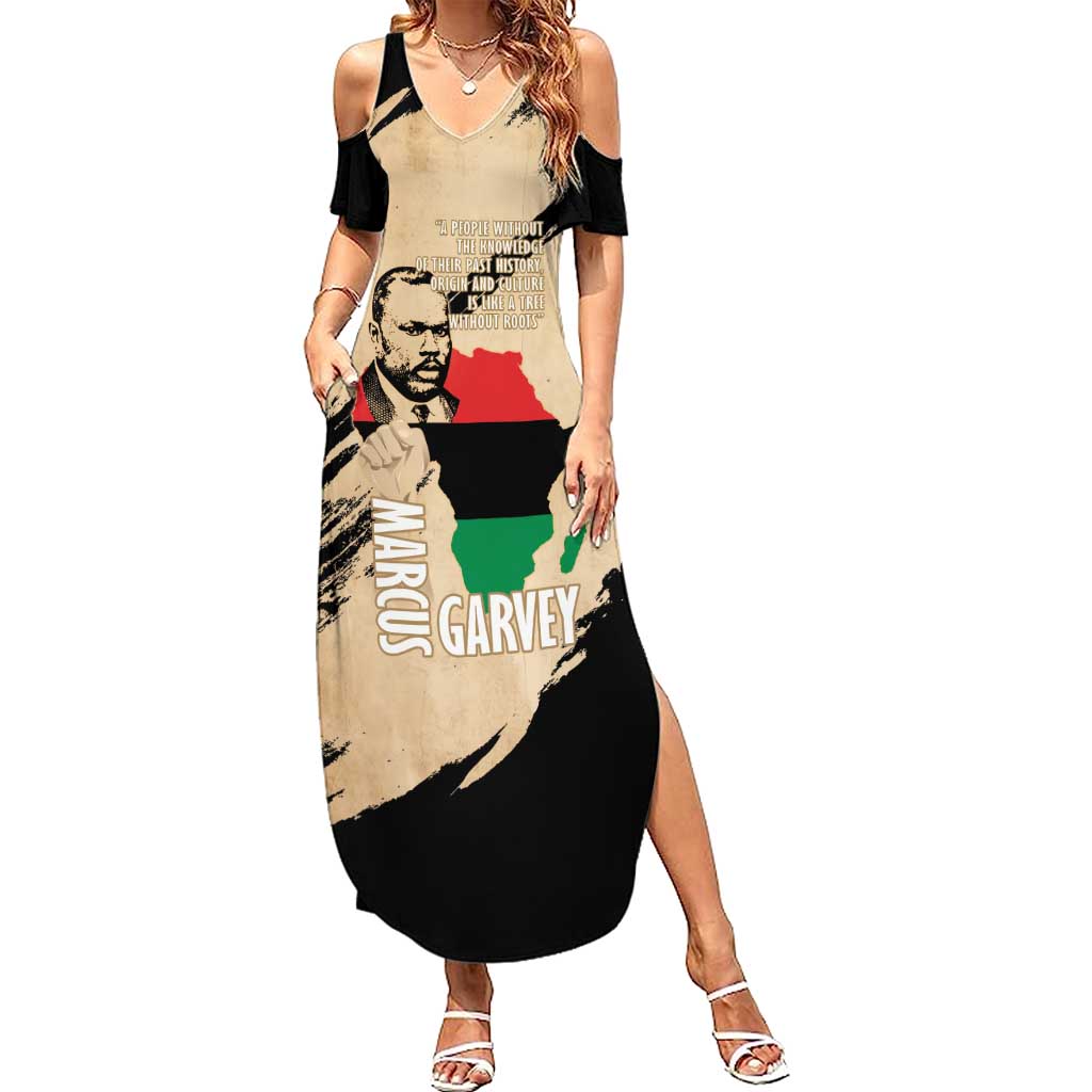 Marcus Garvey Day Family Matching Summer Maxi Dress and Hawaiian Shirt UNIA Flag Mix African Map - Wonder Print Shop