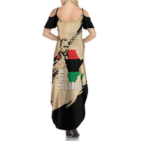 Marcus Garvey Day Family Matching Summer Maxi Dress and Hawaiian Shirt UNIA Flag Mix African Map - Wonder Print Shop