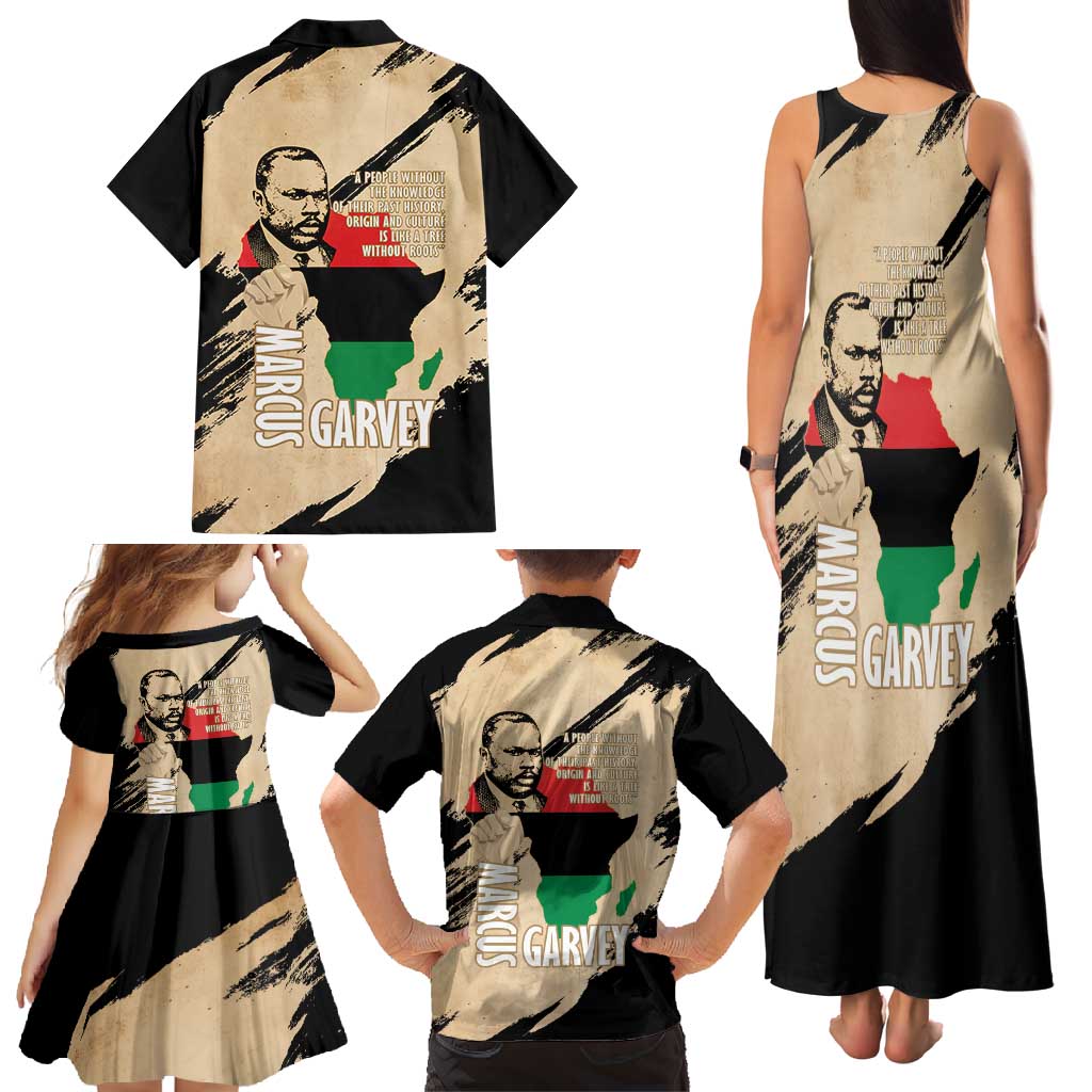 Marcus Garvey Day Family Matching Tank Maxi Dress and Hawaiian Shirt UNIA Flag Mix African Map - Wonder Print Shop