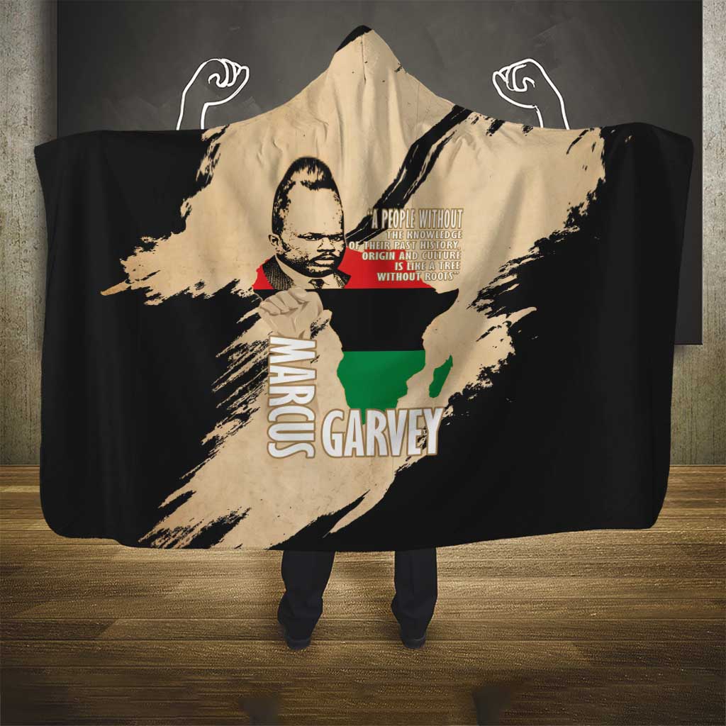 Marcus Garvey Day Hooded Blanket UNIA Flag Mix African Map - Wonder Print Shop