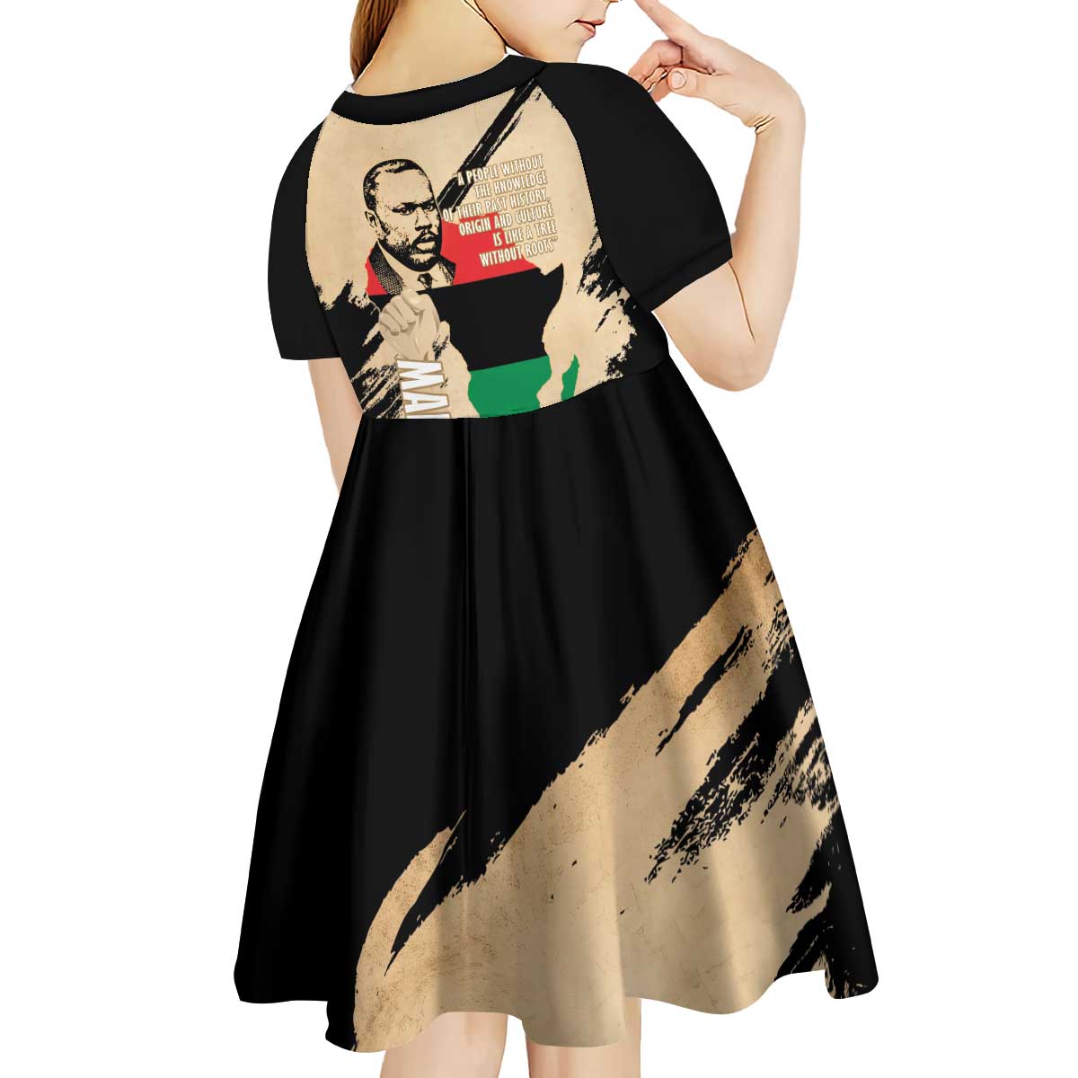 Marcus Garvey Day Kid Short Sleeve Dress UNIA Flag Mix African Map - Wonder Print Shop