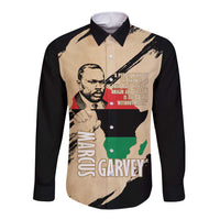 Marcus Garvey Day Long Sleeve Button Shirt UNIA Flag Mix African Map - Wonder Print Shop