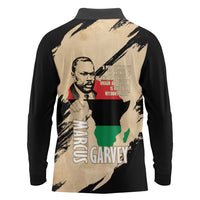 Marcus Garvey Day Long Sleeve Polo Shirt UNIA Flag Mix African Map - Wonder Print Shop