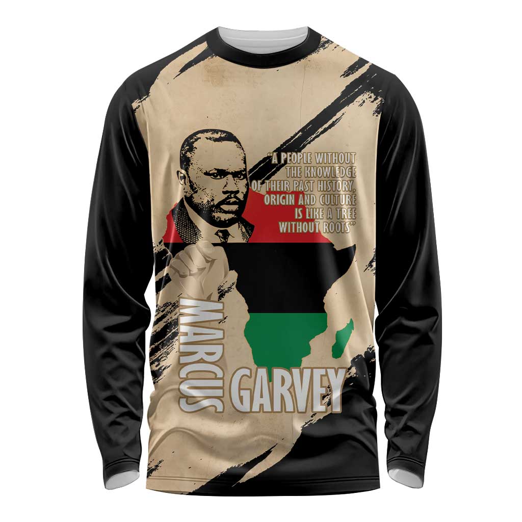 Marcus Garvey Day Long Sleeve Shirt UNIA Flag Mix African Map - Wonder Print Shop