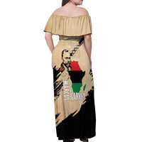 Marcus Garvey Day Off Shoulder Maxi Dress UNIA Flag Mix African Map - Wonder Print Shop