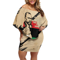 Marcus Garvey Day Off Shoulder Short Dress UNIA Flag Mix African Map - Wonder Print Shop