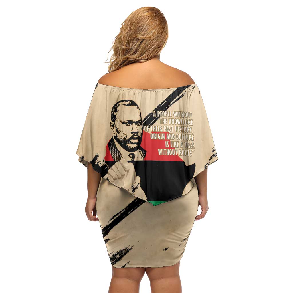 Marcus Garvey Day Off Shoulder Short Dress UNIA Flag Mix African Map - Wonder Print Shop
