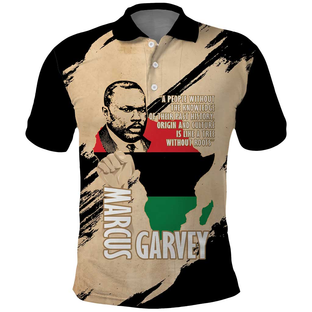 Marcus Garvey Day Polo Shirt UNIA Flag Mix African Map - Wonder Print Shop